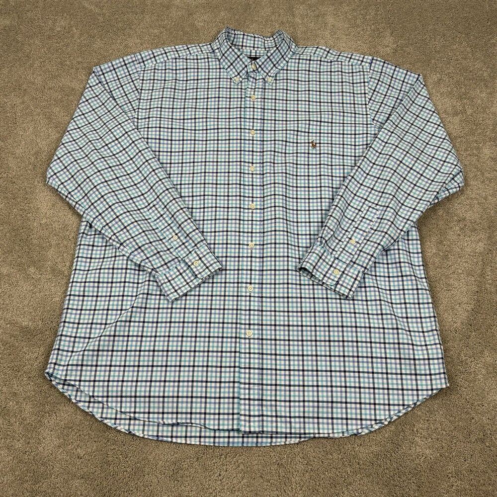 Polo by Ralph Lauren Men's Blue & White Plaid Button-Down Shirt